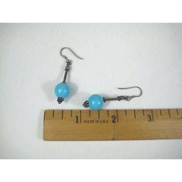 Glass Beaded Dangle Earrings Sterling Silver 925 Hooks - Picture 2 of 6